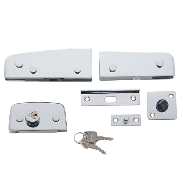 Kit fechadura e dobradiças p/ porta de vidro
