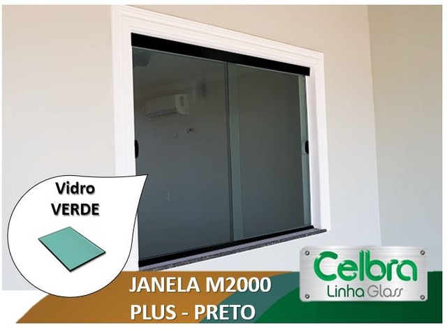 Janela M2000 Plus Preto Vidro Verde 8mm