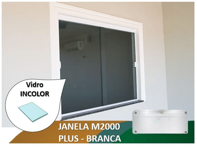 Janela M2000 Plus Branca Vidro Incolor 8mm
