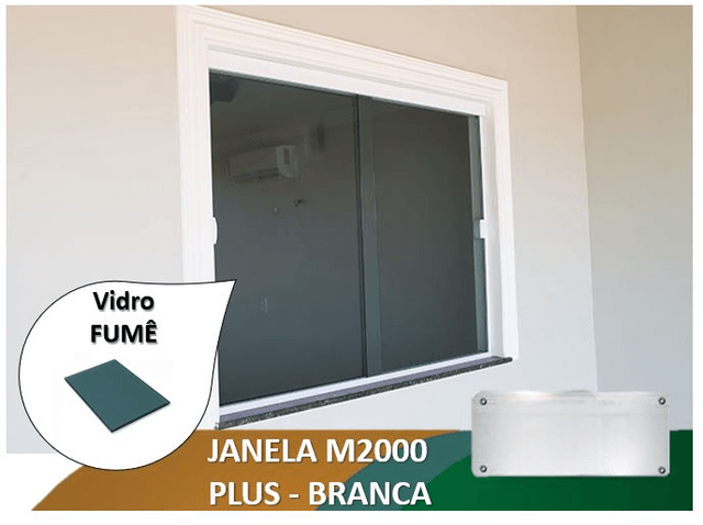 Janela M2000 Plus Branca Vidro Fumê 8mm