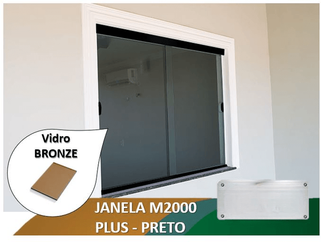 Janela M2000 Plus Preto Vidro Bronze 8mm