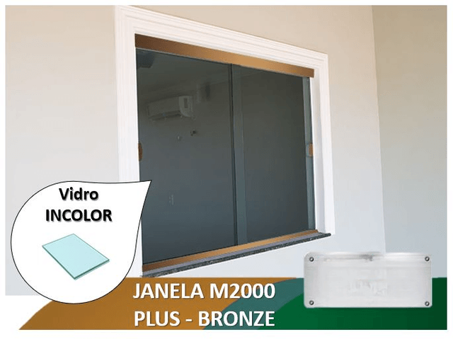 Janela M2000 Plus Bronze Vidro Incolor 8mm