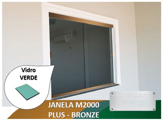 Janela M2000 Plus Bronze Vidro Verde 8mm