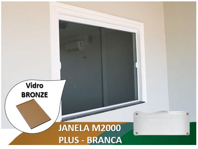 Janela M2000 Plus Branca Vidro Bronze 6mm