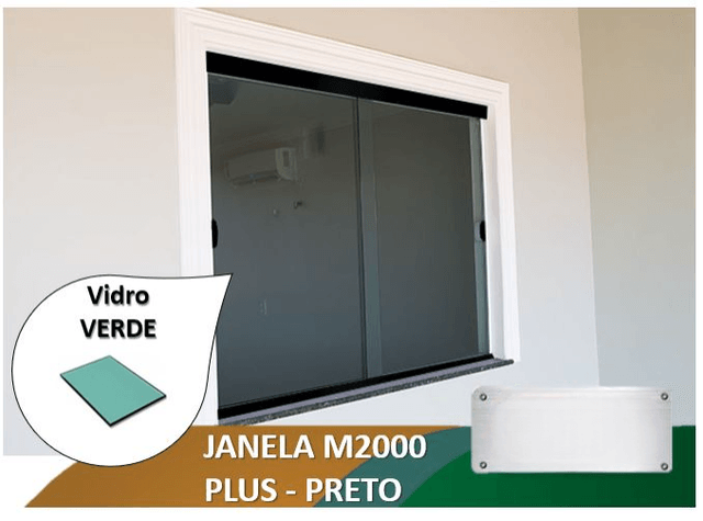 Janela M2000 Plus Preto Vidro Verde 6mm