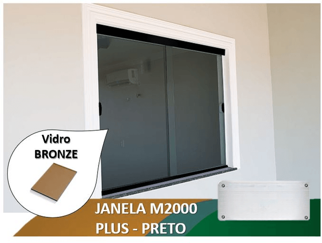 Janela M2000 Plus Preto Vidro Bronze 6mm