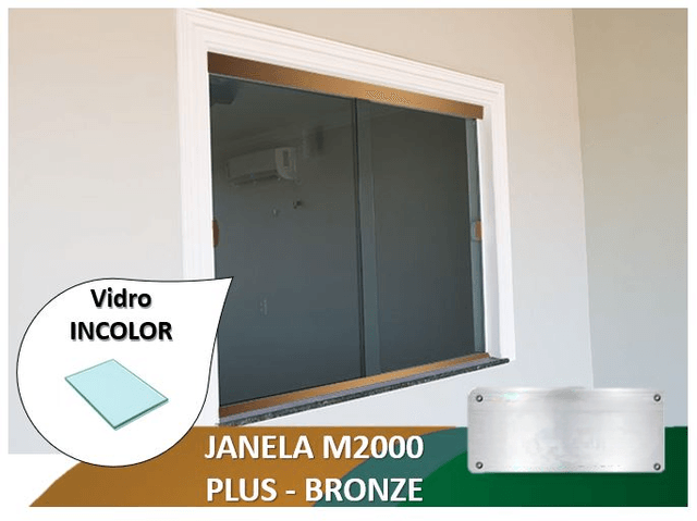Janela M2000 Plus Bronze Vidro Incolor 6mm