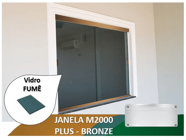 Janela M2000 Plus Bronze Vidro Fumê 6mm