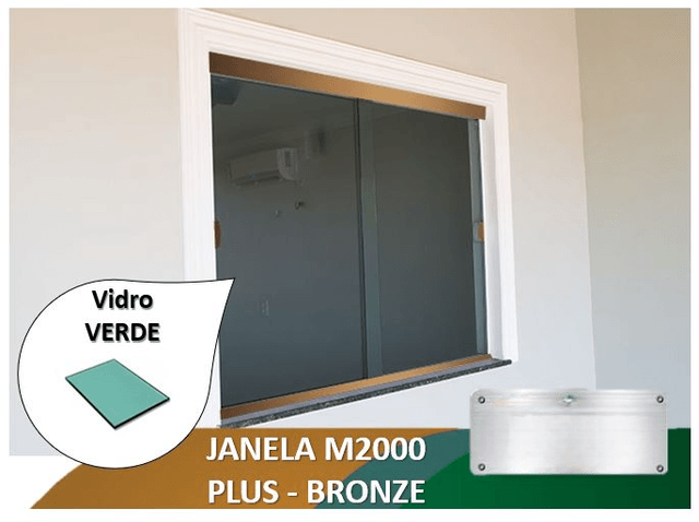 Janela M2000 Plus Bronze Vidro Verde 6mm