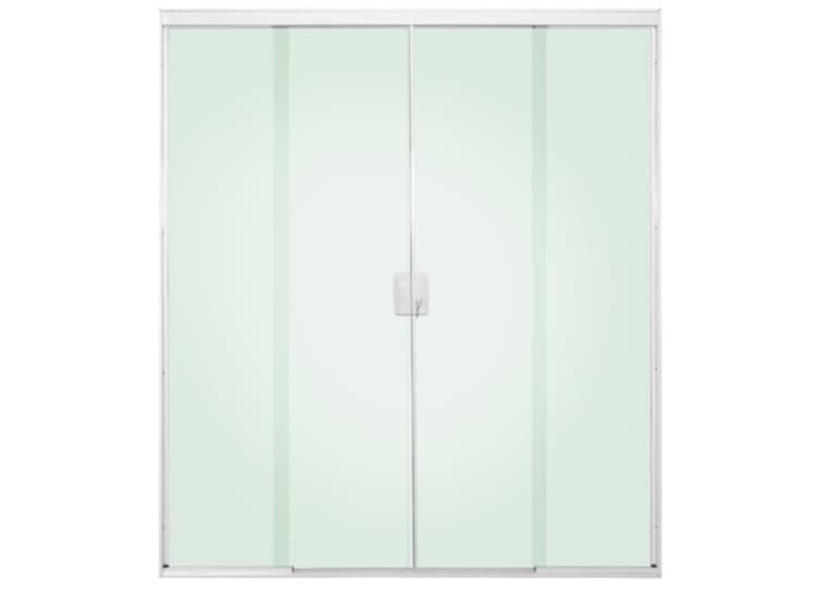 Porta de Vidro Plus Verde 4 folhas 8mm com perfil Fosco