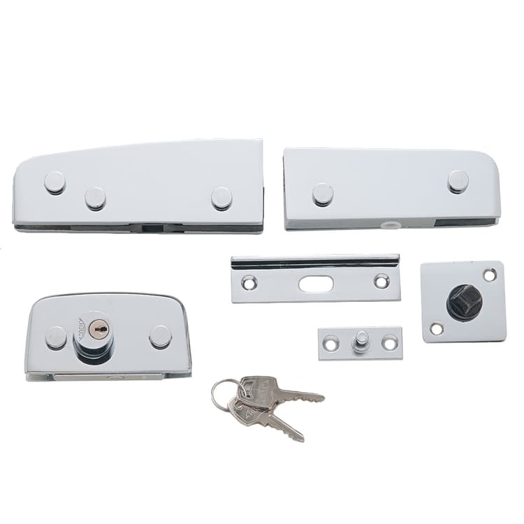 Kit fechadura e dobradiças p/ porta de vidro
