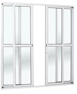 Porta de Alumínio Branco Com Vidro Incolor 2 fixas e 2 móveis (2,70 L x 2,30 A)