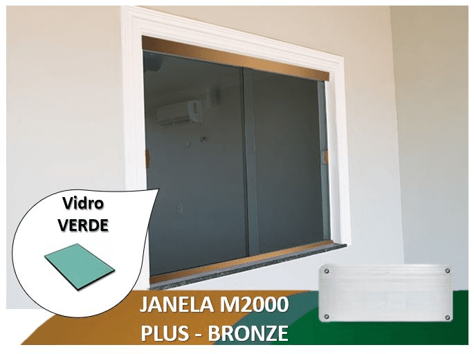 Janela M2000 Plus Bronze Vidro Verde 8mm
