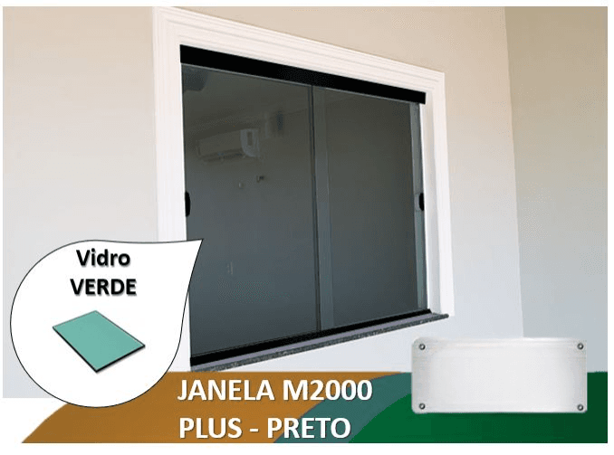 Janela M2000 Plus Preto Vidro Verde 6mm